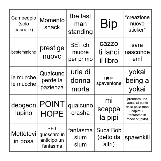 Phasmo Bingo # 23 Bingo Card