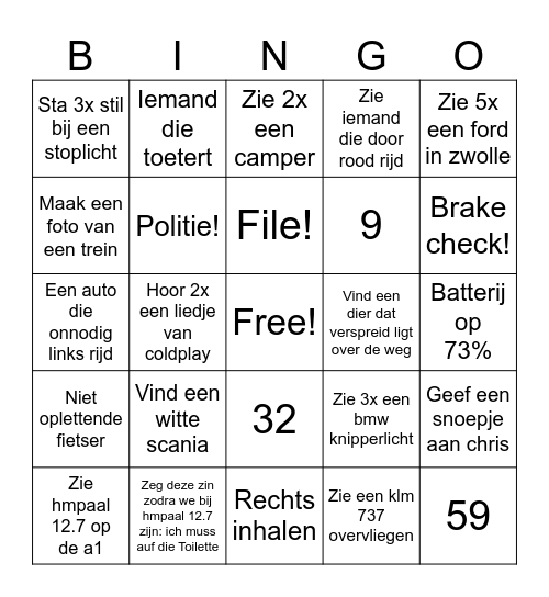 Weg naar schiphol v4 Bingo Card