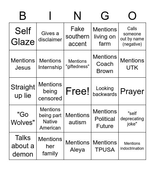 Aubrynne Valedictorian Bingo Card
