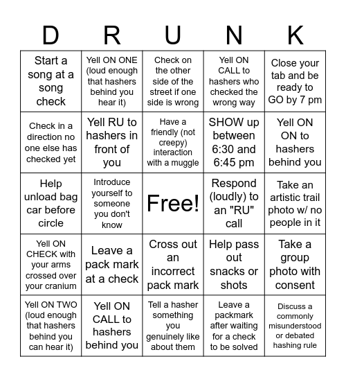 Mudslut's H3 Bingo Trail Bingo Card