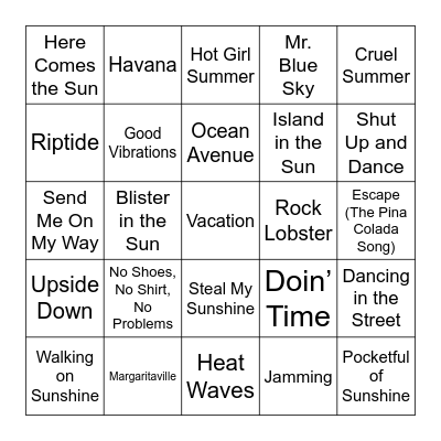Summer Vibes Bingo Card
