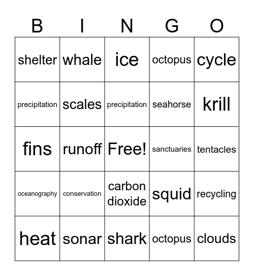 Science Bingo Card