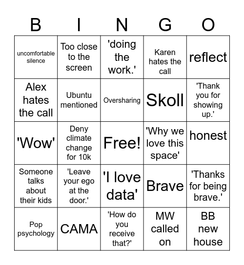 Brainstorm Bingo Card