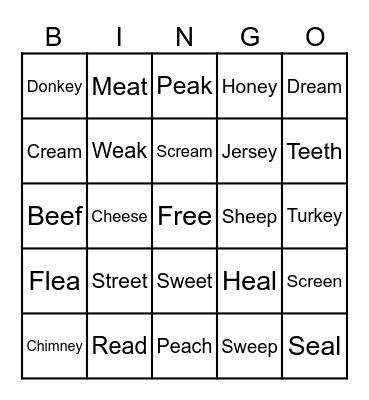 EE, EA, EY Bingo Card