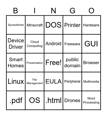 Computer Science Bingo Card