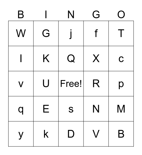 Alphabet Bingo Card