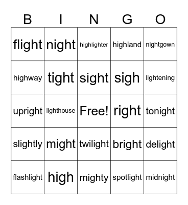 igh BINGO Card