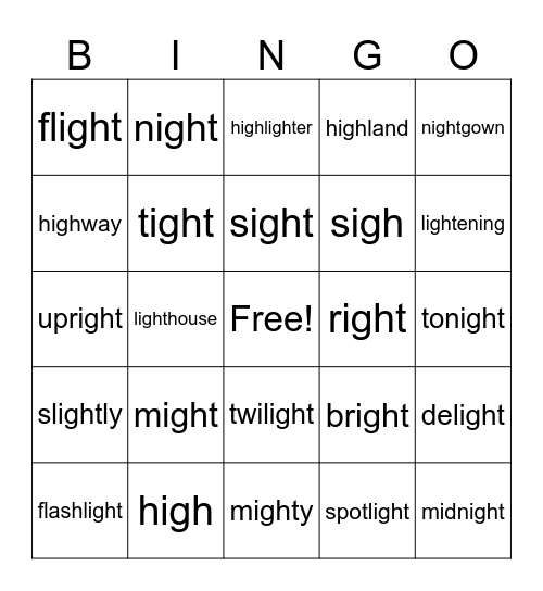 igh BINGO Card