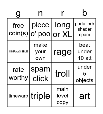 gd bingo Card