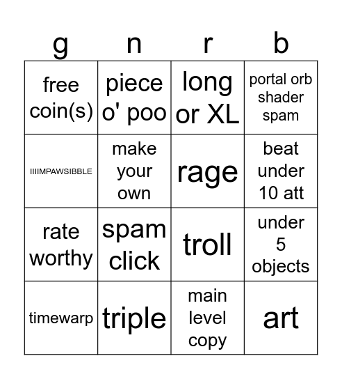 gd bingo Card