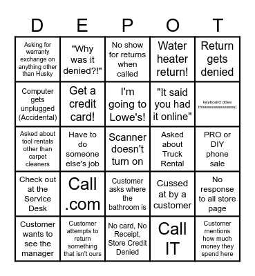 Service Desk Bingo! Bingo Card