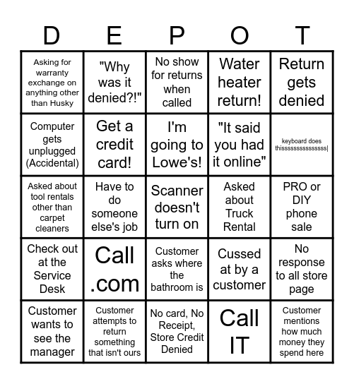 Service Desk Bingo! Bingo Card