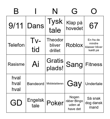 Sidste skoledag's Bingo Card