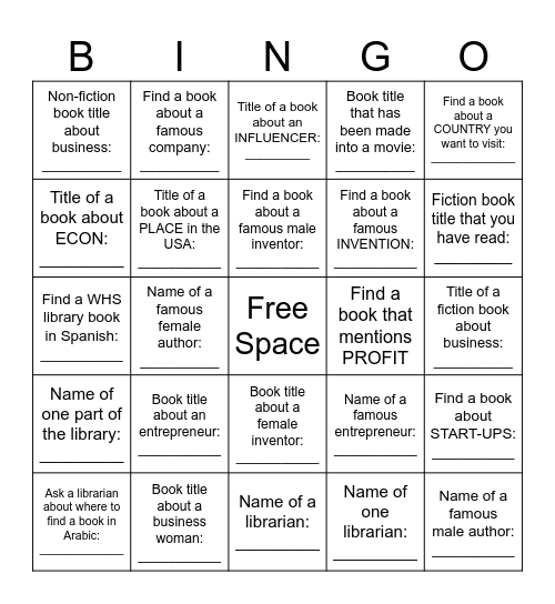 EPF: Entrepreneurship / Starting a Business Bingo Card