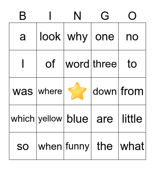 Tricky Word BINGO Card