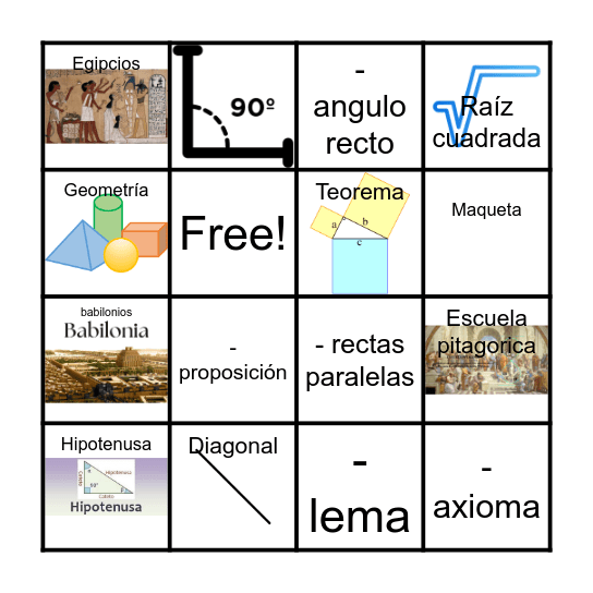 Geometría Euclidea Bingo Card