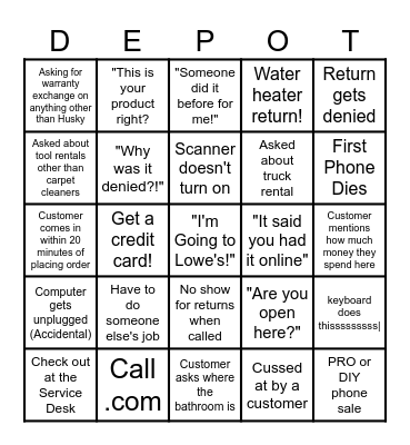 Service Desk Bingo Card