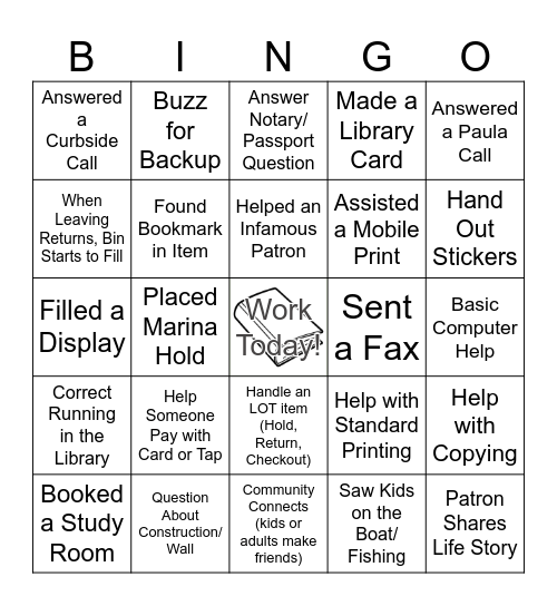 North Point Library Bingo Card