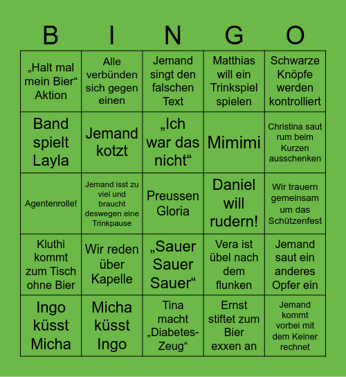 Schützen Bingo „Driesch“ Bingo Card