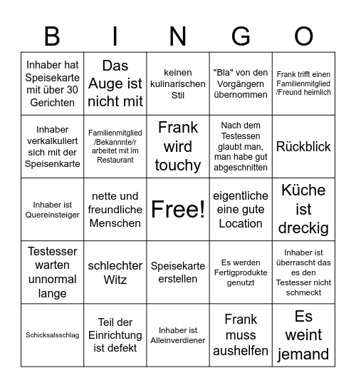 Rosins Shitshow Bingo Card