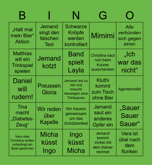 Schützen Bingo „Driesch“ Bingo Card