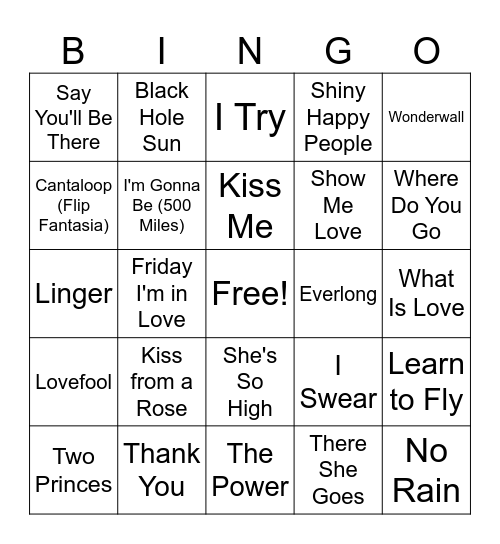 (D) 90s MB Round 1 Bingo Card