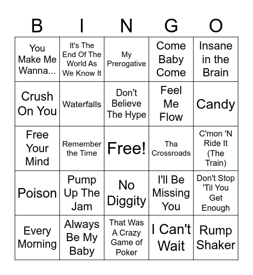 (D) 90s MB Round 2 Bingo Card