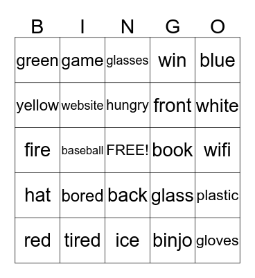 words Bingo Card