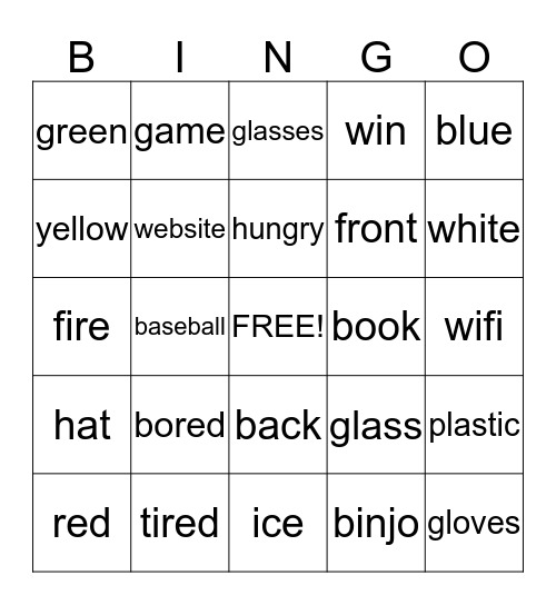 words Bingo Card