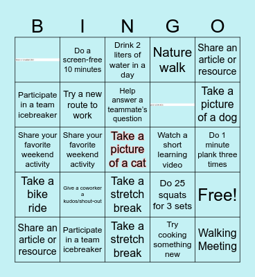 Brett's Bingo Card