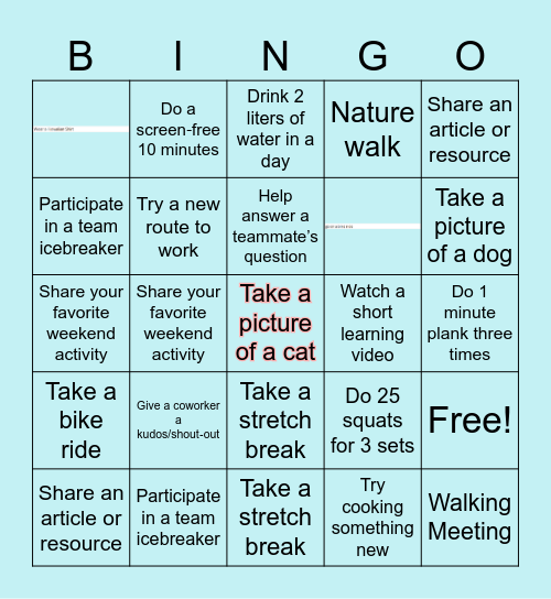 Brett's Bingo Card