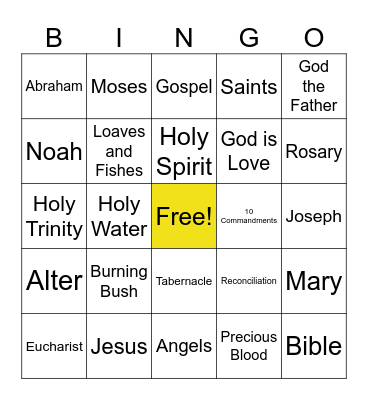 Catholic Bingo Card