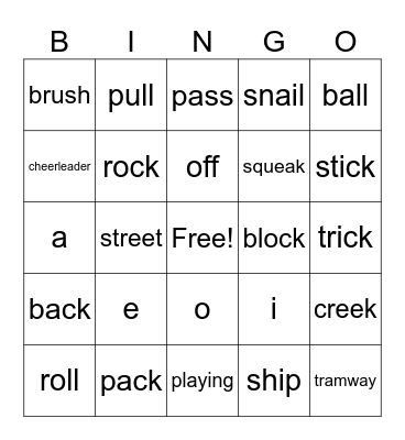 UFLI Bingo Card