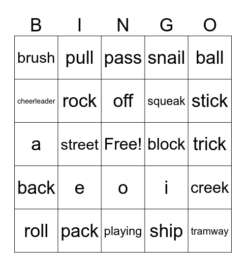 UFLI Bingo Card