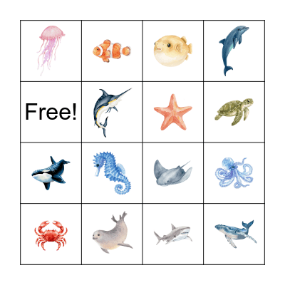 Ocean Bingo Card