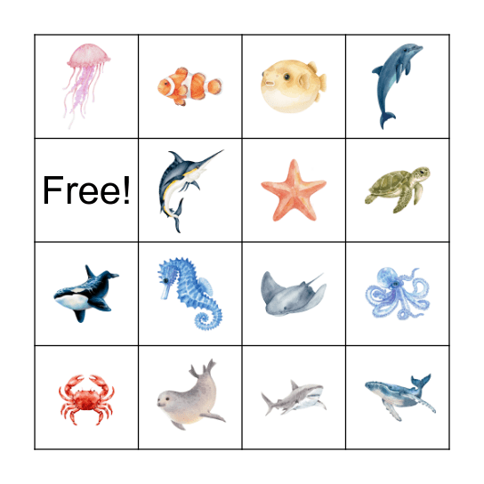 Ocean Bingo Card