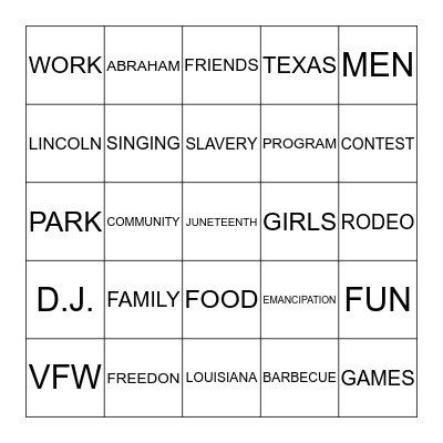 JUNETEENTH BINGO Card