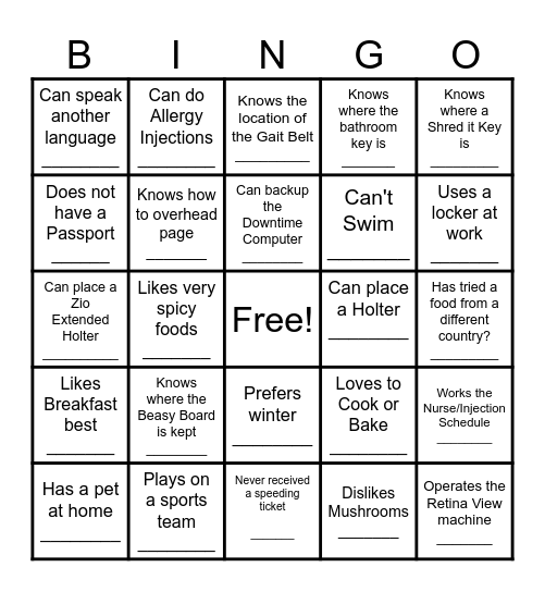 All Together Better - Get to know you Bingo Card