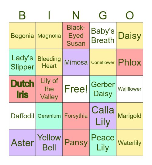 Flowers in Bloom Bingo! Bingo Card