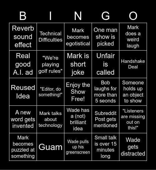 Distractible Bingo Card