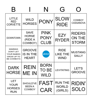 GIDDY UP! Bingo Card