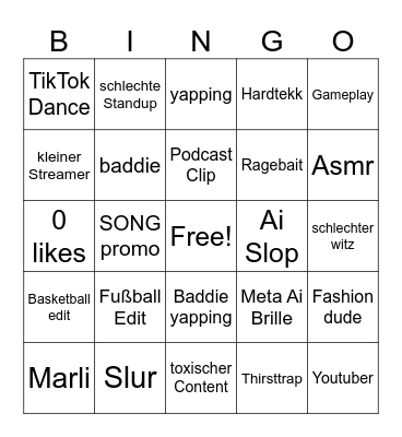 TikTok Bingo Card