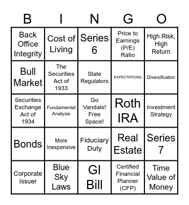 2nd Semester Bingo Card