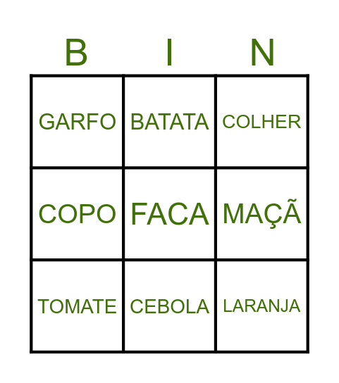 CARTELA 4 Bingo Card