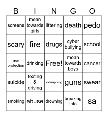 PSA BINGOOOOOOO Bingo Card