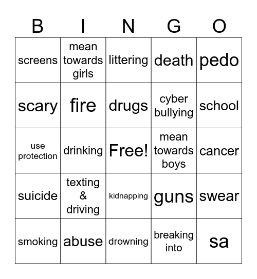 PSA BINGOOOOOOO Bingo Card