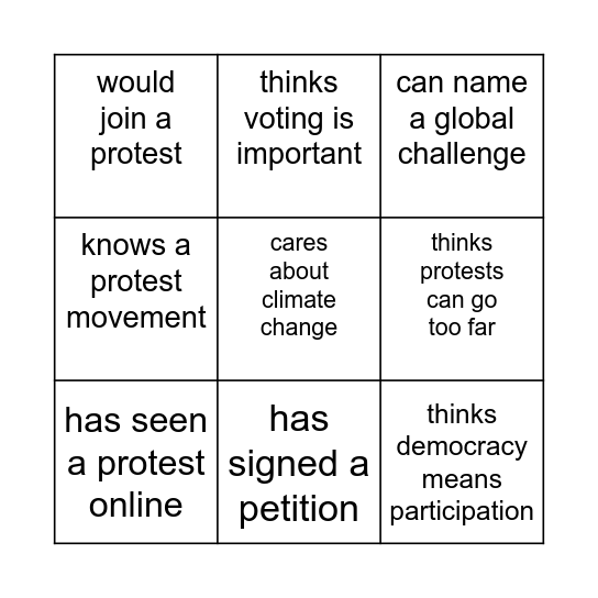 Bingo: Find someone who ... Bingo Card