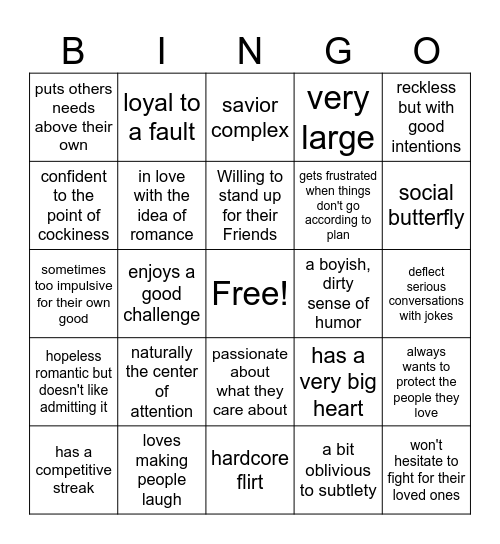 james kinnie bingo Card