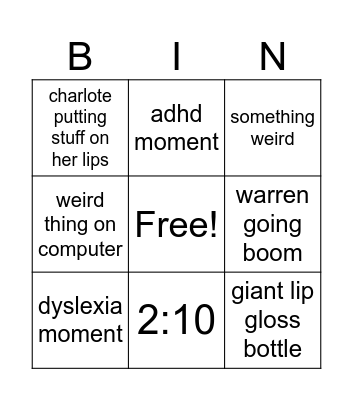 foods Bingo Card
