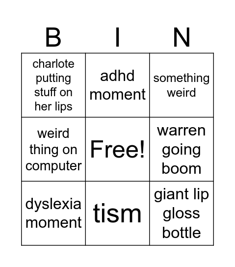 foods Bingo Card